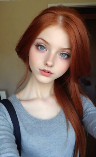 AI girl with red hair wallpaper