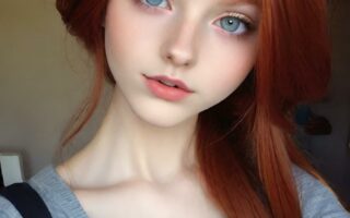 AI girl with red hair wallpaper