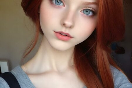 AI girl with red hair wallpaper