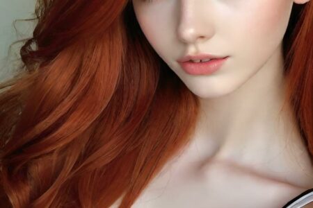 AI girl with red hair wallpaper