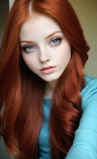 AI girl with red hair wallpaper