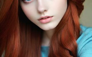 AI girl with red hair wallpaper