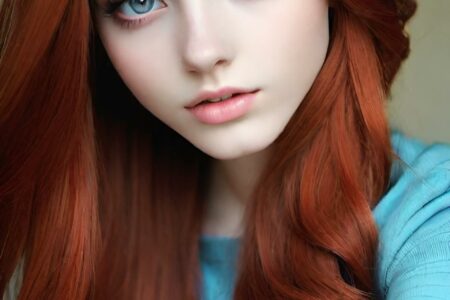 AI girl with red hair wallpaper