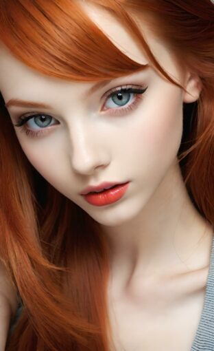 AI girl with red hair wallpaper