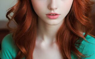 AI girl with red hair wallpaper