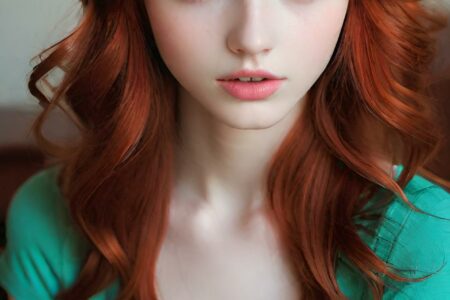 AI girl with red hair wallpaper