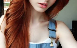 AI girl with red hair wallpaper