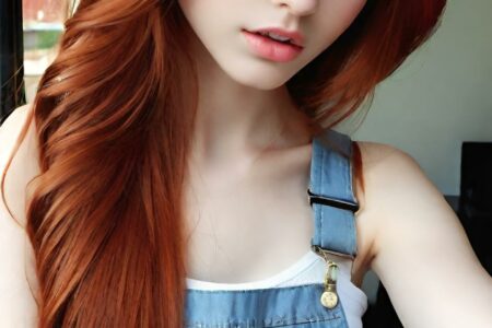 AI girl with red hair wallpaper