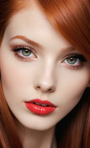 AI girl with red hair wallpaper