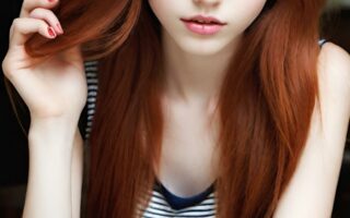 AI girl with red hair wallpaper