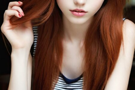 AI girl with red hair wallpaper