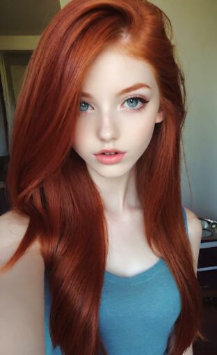AI girl with red hair wallpaper