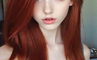 AI girl with red hair wallpaper