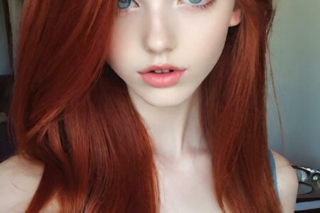 AI girl with red hair wallpaper