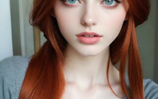 AI girl with red hair wallpaper