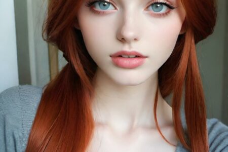 AI girl with red hair wallpaper