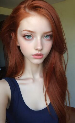 AI girl with red hair wallpaper