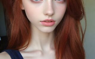 AI girl with red hair wallpaper