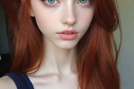 AI girl with red hair wallpaper