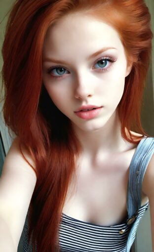 AI girl with red hair wallpaper