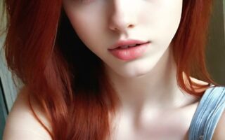AI girl with red hair wallpaper