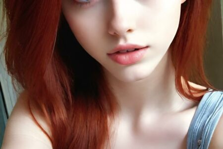 AI girl with red hair wallpaper