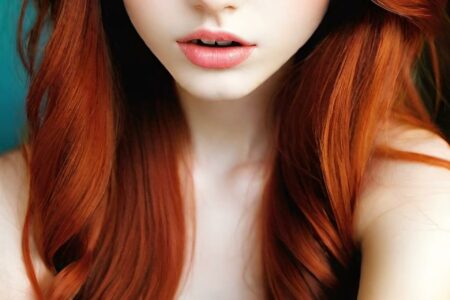 AI girl with red hair wallpaper
