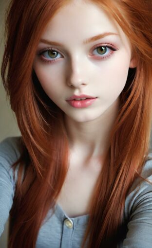 AI girl with red hair wallpaper