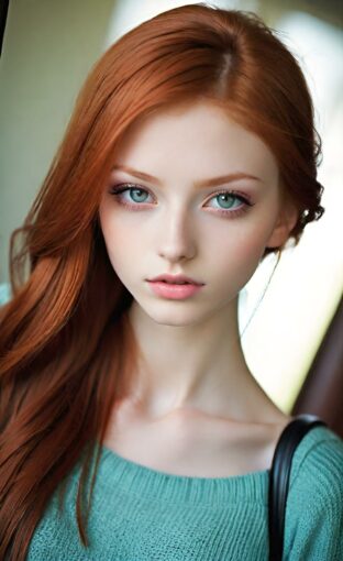 AI girl with red hair wallpaper