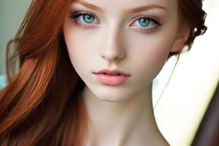 AI girl with red hair wallpaper