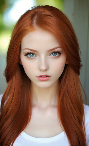 AI girl with red hair wallpaper