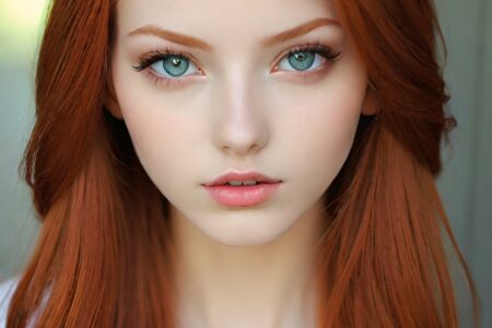 AI girl with red hair wallpaper