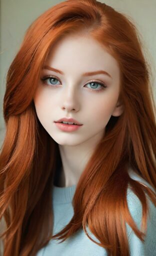 AI girl with red hair wallpaper