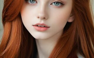 AI girl with red hair wallpaper