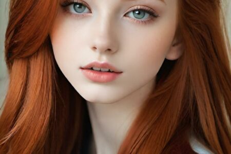 AI girl with red hair wallpaper