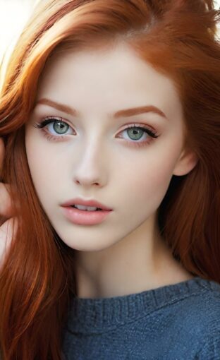 AI girl with red hair wallpaper