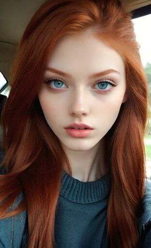 AI girl with red hair wallpaper