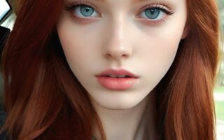 AI girl with red hair wallpaper