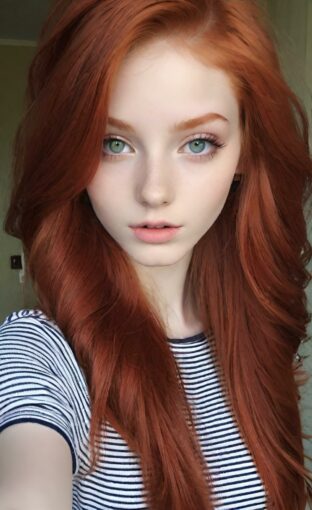 AI girl with red hair wallpaper