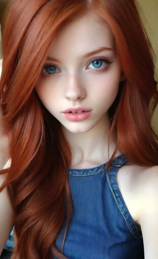 AI girl with red hair wallpaper
