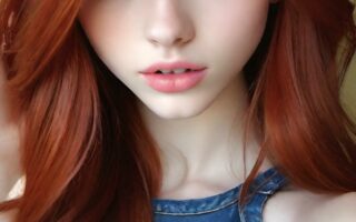 AI girl with red hair wallpaper