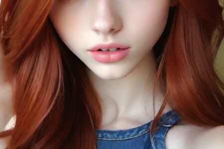 AI girl with red hair wallpaper