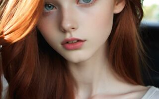 AI girl with red hair wallpaper