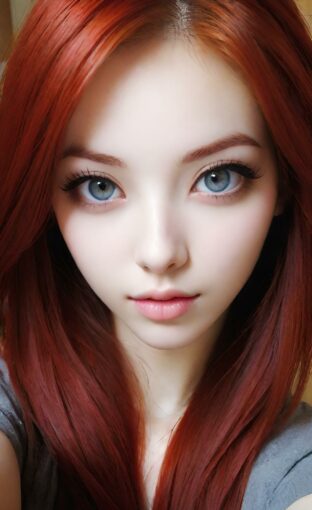 AI girl with red hair wallpaper