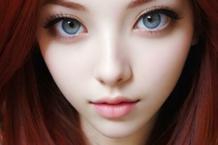 AI girl with red hair wallpaper