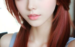 AI girl with red hair wallpaper