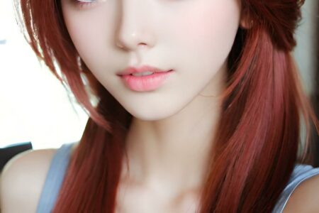 AI girl with red hair wallpaper