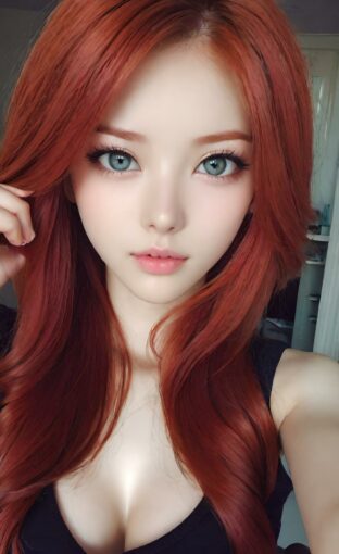 AI girl with red hair wallpaper