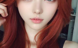 AI girl with red hair wallpaper