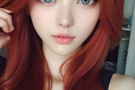 AI girl with red hair wallpaper